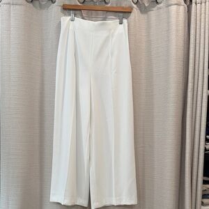 ZARA White high Waisted Wide-Leg Trousers Size Medium